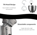 Stand Mixer, 3 in 1 Stand Mixer, 5.5Qt Electric Mixer, Mixer with Stainless Dough Hook, Wire Whip & Beater, Food Mixer for Baking, Cake and Most Home Cooks, Silver