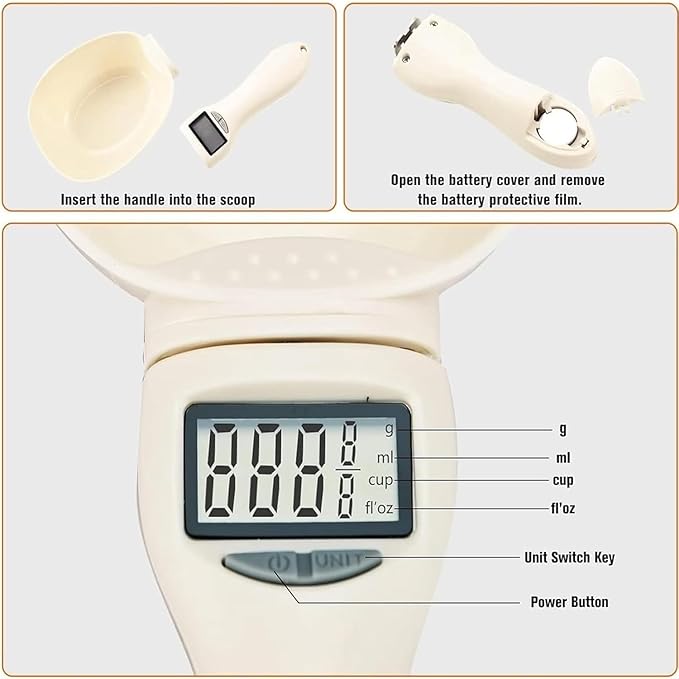 Food Measuring Scoop Scale, Digital Measuring Spoon, Weighing Spoon Scale 800g / 0.1g High Precision with LCD Screen, Display Electronic Measuring Spoon for Kitchen Gadgets and Daily Meals (1pc)