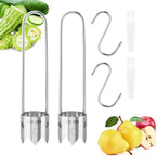 Red Bell Pepper Corer,Fruit and Vegetable Core Remover Tool,Stainless Steel Fruit Core Remover,Kitchen Gadget for Vegetable Fruit Corer,with 2 Hooks & 2 Brushes,Easy to Use