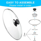 Glass Lid for Frying Pan Tempered Glass Pot Lid with Stainless Steel Rim for 8 Inch Frying Pan Wok Pot Skillet (8 Inch)