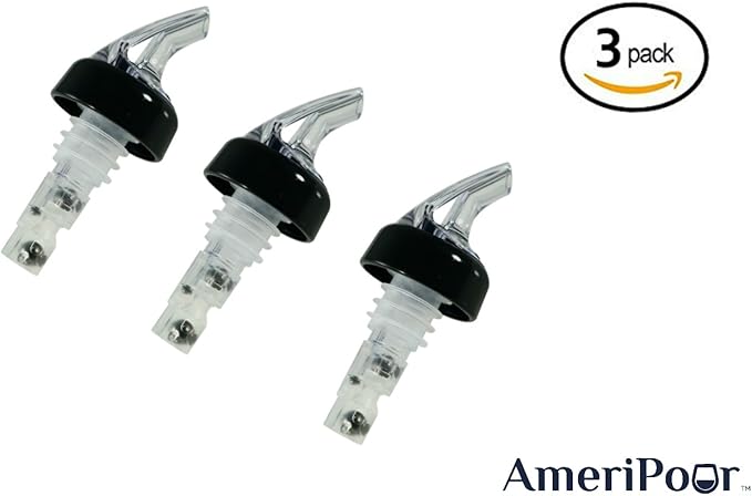 Measured Pourer - Liquor Bottle Pourers - Collared - (3pk) Made 100% In The USA. Bar Spouts That Don't Leak - No Cracks, Just A Perfect Cocktail Pour Everytime. Great for Wine Too! (1oz)