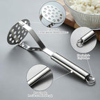 Homquen Stainless Steel Potato Masher, Sturdy Mashed Potato Masher, Potato Ricer, Masher Kitchen Tools for Vegetables&Fruit, Dishwasher Safe (9.84inch)