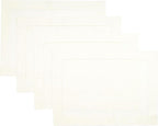D'Moksha Homes Linen Placemats Set of 4 - Classic Hemstitch Ivory Placemats 14 x 19 Inch - 100% Pure Linen Table Mats for Valentines, Holiday, New Year - Handcrafted and Machine Washable