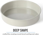 Martha Stewart Gallen 8-Inch Round Nonstick Carbon Steel Cake and Bake Pan – Cool Grey, Durable Bakeware for Even Baking and Easy Release