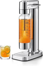 MOKKOM Sparkling Water Maker Stainless Steel & 1L Reusable Soda Maker Bottle