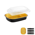 Oval Aluminum Foil Pans with Snap-On Lids (5 Pack) – 2X Thicker Heavy Duty Black & Gold Disposable Trays for Catering, Takeout & Party Serving, 50oz