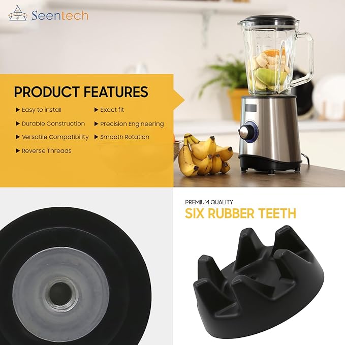 Seentech Blender Coupler Replacement Kit – Includes 2 Rubber Drive Sockets & Metal Wrench – Compatible with 9704230 Models for Blade Maintenance and Repair