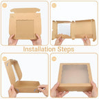 Brown Bakery Boxes with Window (36pcs, 9x9x2.5 Inch) for Christmas: Ideal for Pie, Cookies, Chocolate Covered Strawberries, Breakable Heart & Charcuterie