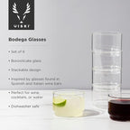 Viski Bodega Glasses - Stackable Drinking Glasses Set - Modern Glassware for Wine and Cocktails - 7oz Set of 6