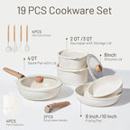 CAROTE 19pcs Pots and Pans Non Stick, Cookware Sets Detachable Handle, Induction Kitchen Pots and Pans,NonStick Cooking Set, Oven/Dishwasher/Fridge Safe, Space Saving