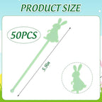 JarThenaAMCS 50 Pcs Easter Bunny Drink Stirrers Pastel Rabbit Plastic Swizzle Sticks Reusable Cocktail Stir Sticks for Coffee Tea Hot Cocoa Beverage Bar Home Party Supplies