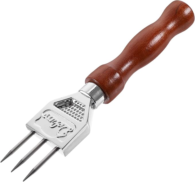 Ice Picks for Breaking Ice: Stainless Steel Ice Crusher with Safety Wood Handle, Japanese Style Ice Chipper Three Prong Ice Pick Tool Bar Wine Tools Ice Breaker Tool for Kitchen Bars Bartender