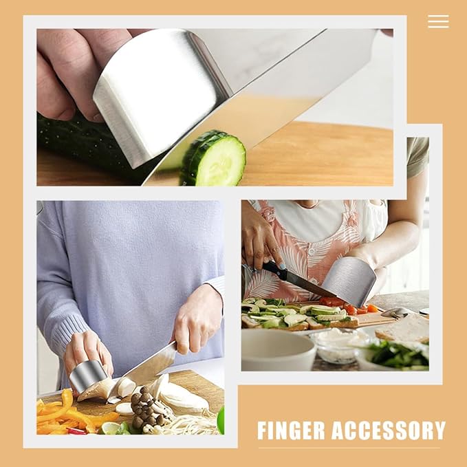 SHINEOFI 8pcs Stainless Steel Finger Guards Kitchen Hand Protectors Safety Cutting Guards for Vegetable and Fruit Chopping Dicing Cooking Tool Set
