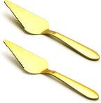 Eisinly Cake Pie Server Set for Wedding, Elegant Pizza Slicer Server Set with Stainless Steel Big Serrated Edges, Cake Cutter Pie Spatula for Birthday Anniversary, 2 Pcs, Gold