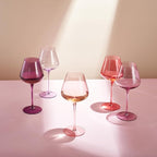 Colors of Love Pink & Red Valentines Crystal Wine Glasses Set of 6 – Elegant Italian Style Tall Stemmed 24oz Glassware Valentine’s Day, Romantic Dinners, Anniversaries, Weddings Gifts, Wife Girlfriend