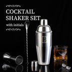 24oz Cocktail Shaker Set with 1 oz 2oz Jigger - Monogramm Initials Martini Shaker Set - 304 Stainless Steel Bar Shaker for Margarita,Mojito-Personalized Gift for Friend,Husband -C