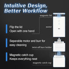 Femobook-A2 Portable Electric Coffee Grinder, Cordless Burr Grinder USB Rechargeable Coffee Grinder Magnetic Grounds Cup for Travel & Home Brewing, White