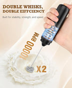 SIMPLETASTE Milk Frother Handheld Electric Foam Maker, Drink Mixer with Stainless Steel Whisk for Cappuccino, Bulletproof Coffee, Latte, Black, without Stand, USB-C Rechargeable