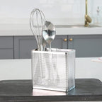 LENITH Kitchen Utensil Chopsticks Perforated Holder with Hooks - 304 Stainless Steel Storage for Organizer Dishwasher Safe (Small Rectangle)