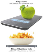 NutraTrack™ Food Scale with Nutrition Calculator, Standalone Calorie Scale for Meal Prep Weight Loss, 999 Pre-Loaded & 999 Custom Food Codes Compact Kitchen Scale Battery Operated 11lb Capacity Silver