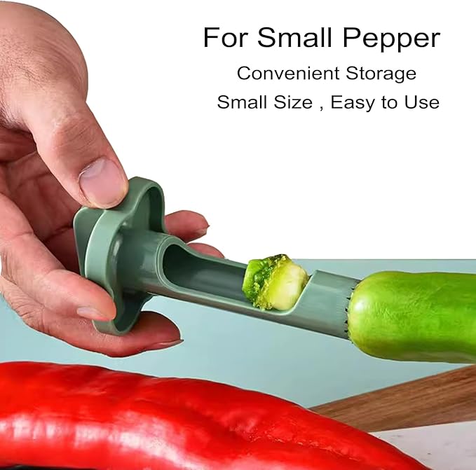 Pepper Seed Corer Remover, Upgrade 2 in 1 Bell Pepper Cutter Quickly Cutting and Deseeding Bell Pepper Corer Tool for Vegetables Kitchen Gadget