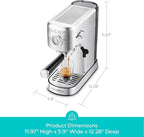 CASABREWS CM5418 Espresso Machine 20 Bar, Compact Espresso Maker with Steam Milk Frother, Stainless Steel Coffee Machine with 34oz Removable Water Tank for Cappuccino, Small Latte Machine, Silver