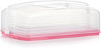 Tupperware, Rectangular Cake and Cupcake Carrier in Pink, Holds 18 Cupcakes