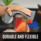 HOMWE Silicone Oven Mitts and Pot Holders, 4-Piece Set, Heavy Duty Cooking Gloves, Kitchen Counter Safe Trivet Mats, Advanced Heat Resistance, Non-Slip Textured Grip (Navy Blue)