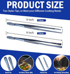 JETKONG 2 Pcs 9-Inch Cooking Tweezer Tongs Stainless Steel Kitchen Tweezers Plating Tongs (Navy Blue)