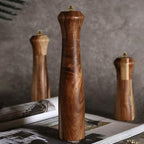 Wooden Salt and Pepper Grinder Set,Manual Salt and Pepper Mill,Acacia wood Salt Grinder Refillable,Pepper Mill with Adjustable Coarseness,Salt and Pepper Shakers Tableware Gifts 10" 2PCS