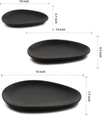 vicrays Large Oval Serving Platters, 16"/14"/10" Porcelain Serving Platters for Party, BBQ,Stackable Serving Trays Serving Plates for Appetizers, Sushi, Restaurant, Set of 3 (Black)`