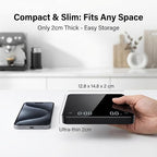 Partyreal Digital Kitchen Coffee Scale, Slim Food Scale with Tare and g/oz/ml Units, Backlit Display, USB-C Rechargeable with AAA Backup, 3kg, Black