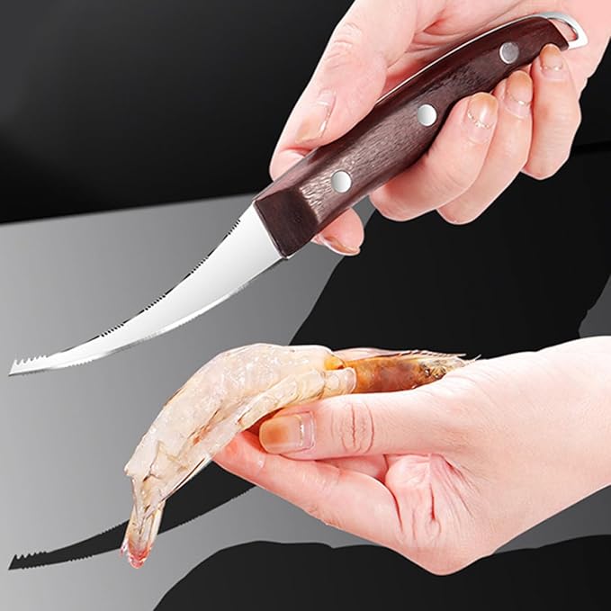 Wakauto Stainless Steel Shrimp Peeler and Deveiner Tool, Household Seafood Cleaning Gadget for Easy Shrimp Shell and Line Removal, Kitchen Specialty Utensil for Cooking and Serving
