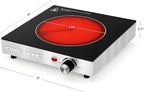 OVENTE Infrared Ceramic Single Burner, 1200W Electric Countertop Hot Plate with Black Crystalline Glass, Portable Stainless Steel Cooktop for Home, Office, or Dorm Use, Black BGI301GB