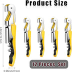 12 Pieces Professional Waiter Corkscrew Wine Openers,Yellow Wine Keys Opener Stainless Steel Hinges Serrated Foil Cutter for Restaurant Waiters, Sommelier, Bartenders (Yellow)