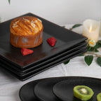 vicrays Large Oval Serving Platters, 16"/14"/10" Porcelain Serving Platters for Party, BBQ,Stackable Serving Trays Serving Plates for Appetizers, Sushi, Restaurant, Set of 3 (Black)`