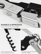 CORKAS Wine Key - Professional Handcrafted Heavy Duty Waiter Corkscrew, Compact Wine Opener with Double Hinged, Foil Cutter and Bottle Opener, Gifts for Severs, Sommelier, Bartenders (4Pack-Black)