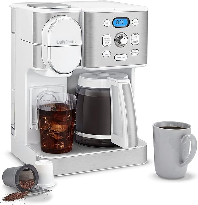 Cuisinart 12-Cup Coffee Maker, Single-Serve Brewer Glass Carafe, Automatic Hot & Iced Coffee Machine, Brew Strength Control and Brew Pause, SS-16W, White