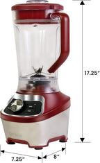 Kenmore Countertop Blender – Electric Mixer for Smoothies, Ice Crush & Pulse Function, Heavy Duty Tritan plastic Pitcher licuadora With 6 Speed, Kitchen Appliance, Dishwasher-Safe Jar, Red