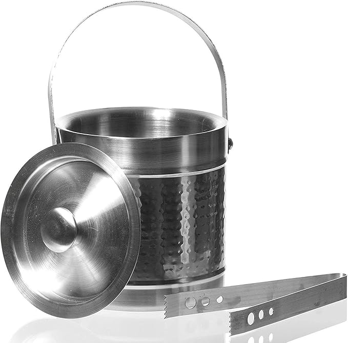 UNIWARE Copper Bar Tools & Drinkware/Hammered Ice Bucket, (2 QT Double Wall Ice Bucket)
