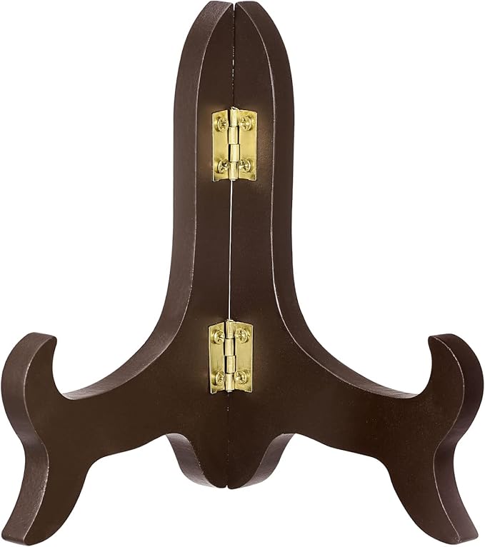 uxcell 5" Easel Plate Holder, Wooden Folding Display Stand Brown for Decorative Picture Frame