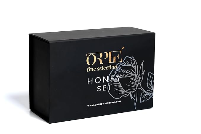 Orphe Luxury Organic Honey Gift Set, Lavender & Forest with Gold-Plated Spoon, Raw Bulgarian Honey Gift Box, Natural Sweetener for Coffee, Tea, Matcha and Breakfast