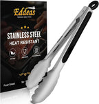 Eddeas Kitchen Tongs - 9 inch Heavy Duty Food Tongs, Ergonomic Grip Superior Stainless Steel and Non-Slip Heat Resistant handle - Perfect for Cooking, Salad, Grilling, Barbecue,Dishwasher safe