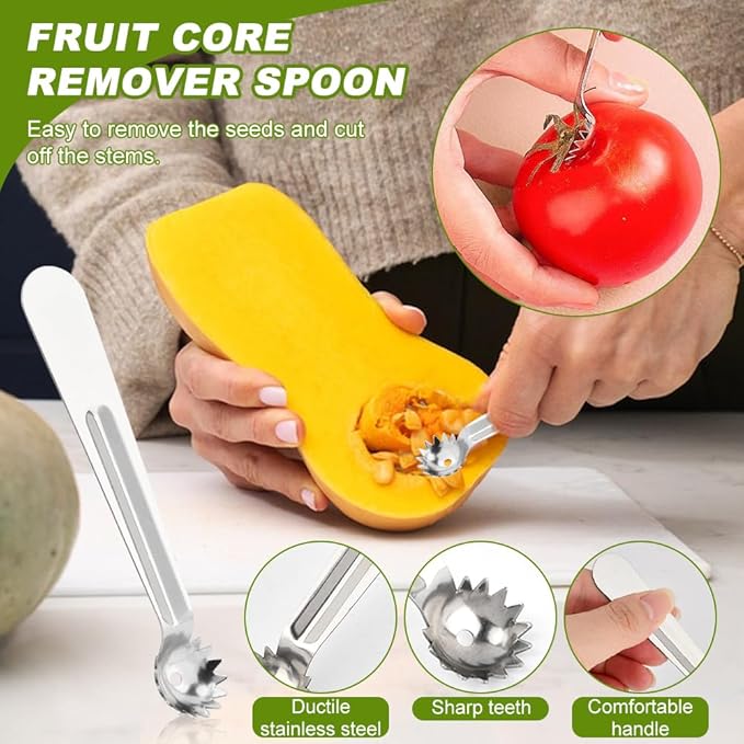 Pepper Corer Remover, Fruit Vegetable Stem Remover for Pepper Pear Tomato, Multifunctional Peppers Corer Practical Kitchen Gadget for Removing Vegetable Cores (COLOR:silver)
