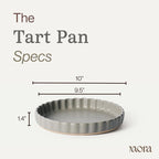 MORA Ceramic Tart Pan, 9.5 Inch Large Porcelain Baking Dish for Tarts, Quiche, Pie, Flan etc. Fluted Ruffled Edge, Oven, Microwave, Freezer, and Dishwasher safe - Great Gift For Bakers - Peppercorn