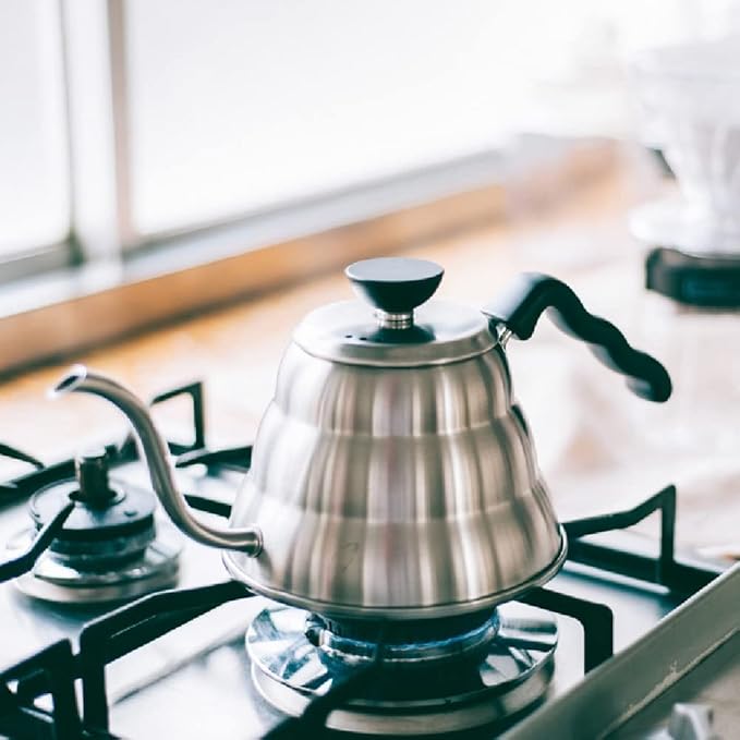 Hario V60 "Buono" Drip Kettle Stovetop Gooseneck Coffee Kettle 1.0L, Stainless Steel,Silver