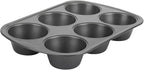GoodCook Everyday Nonstick Steel Jumbo Texas Muffin Pan, 6-cup, Gray