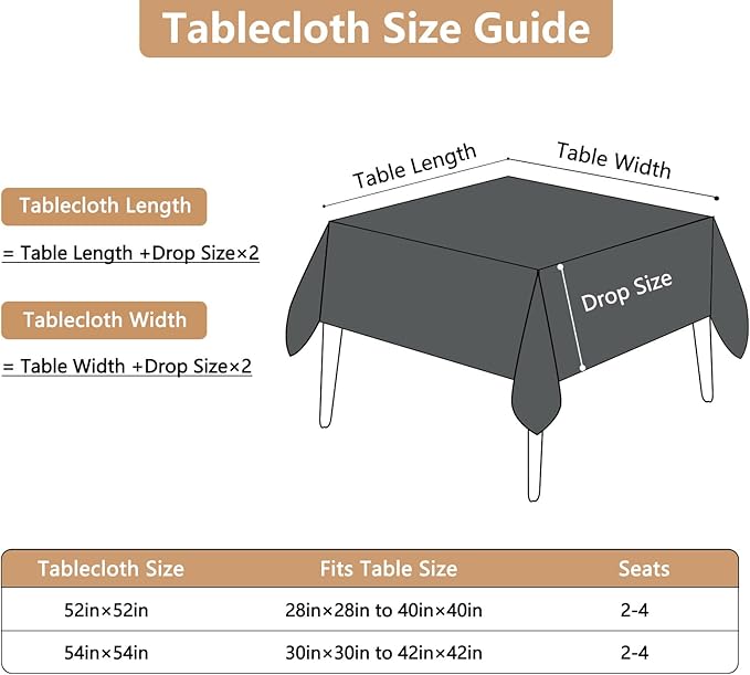 Faux Linen Fabric 52 x 52 Inch Square Grey Tablecloth, Textured Water Resistant & Washable Card Table Cloth, Anti-Scratch for Dinning Kitchen Patio