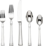 Lenox Silverware Set, Esquire 65-Piece Flatware Set, Service For 12, 18/10 Stainless Steel, Dishwasher Safe, Knives Spoons And Forks Sets, Home And Kitchen Serving Utensils (Silver, 65 Piece)