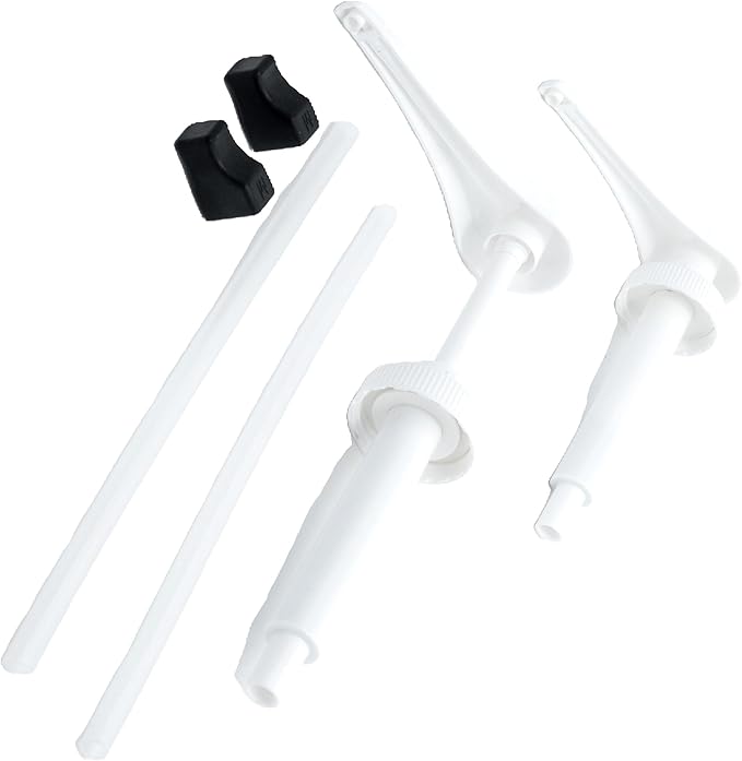 Gallon Pump Dispenser (Pack of 2). Extra Long Spout. Leak Proof. 10ml (2 Teaspoons) per Stroke. FDA Compliant. BPA Free. Product of Bayside Traders®